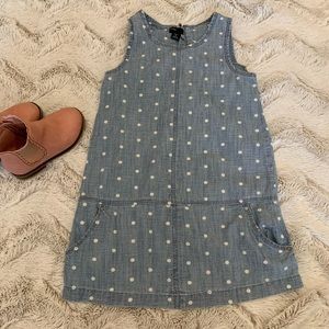 2/$24 Gap Kids Denim Pocket Polka Dot Dress 4 Year
